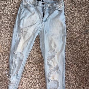 Fashion Nova Light Blue Ripped Skinny Jeans